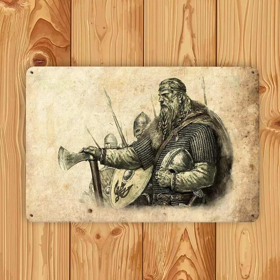 FJQWKLF Preghiera vichinga Targhe in metallo Decorazione della parete di casa Viking Tin Poster Art Plaque Decor per camera Club Cafe Office Studio 8x12 pollici
