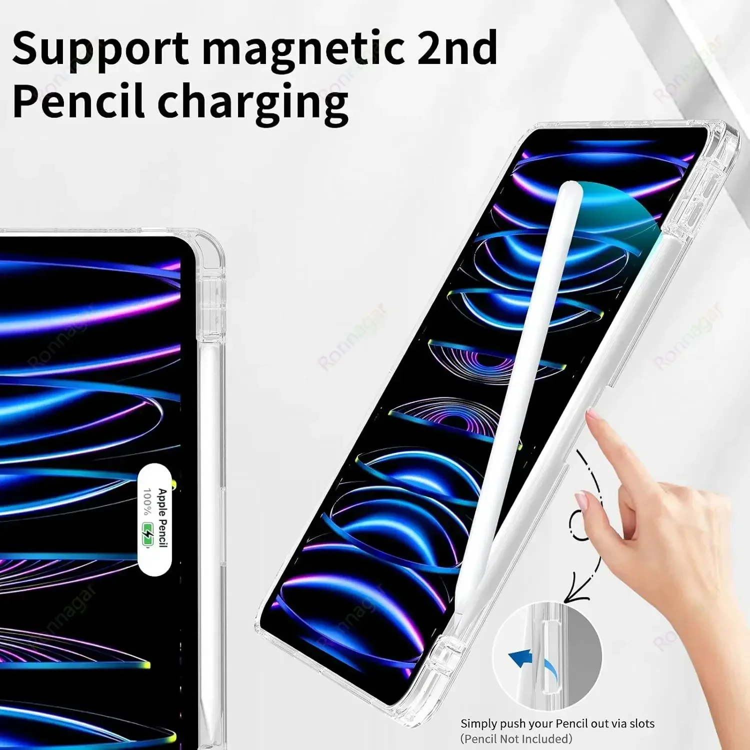 13-Inch and 11-Inch iPad Protective Case with Pencil Holder
