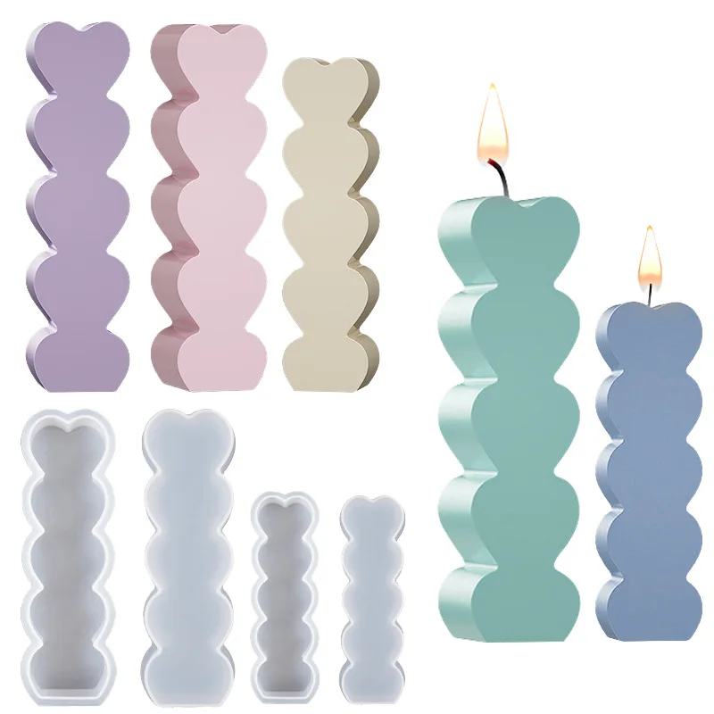 Description Picture 3 of itemStacking Heart Candle Silicone Mould Home Decor Ornament Handmade Soap Candle Cake Chocolate Making Molds