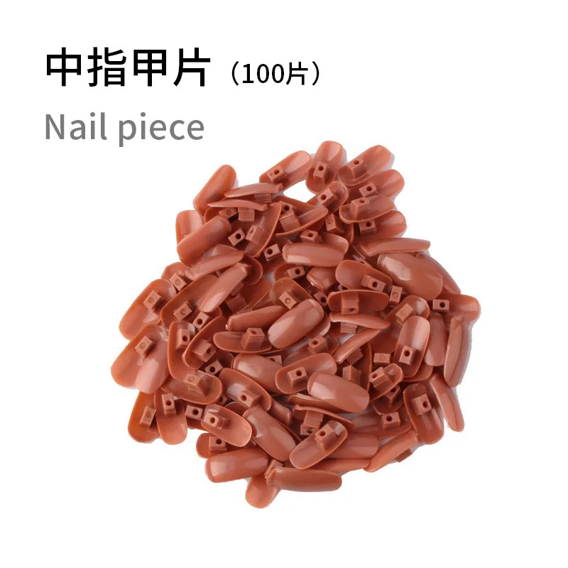 Nail Art Practice Hand Manicure Practice Finger Acrylic Nail Tips with 100pcs Fake Nails Nail Training Equipment Tools