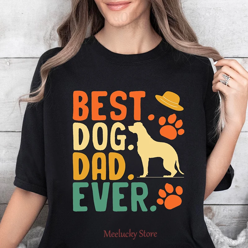 

2024 Summer Top Best Dog Dad Ever Letter print pattern Women's casual minimalist T-shirt