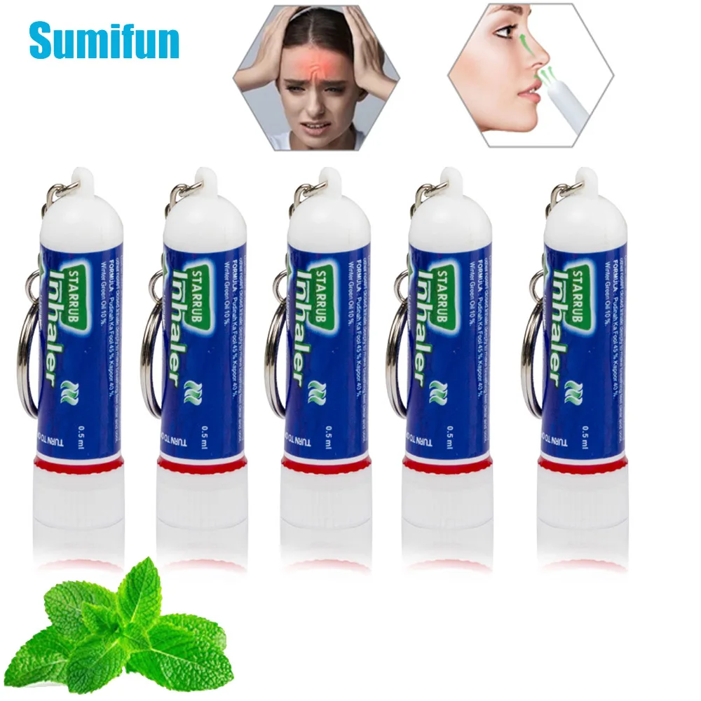 

1/2/5pcs Keychain Mint Rhinitis Inhaler Nasal Cream Relief Cold Headache Congestion Refresh Ointment Itchy Nose Sneezing Plaster