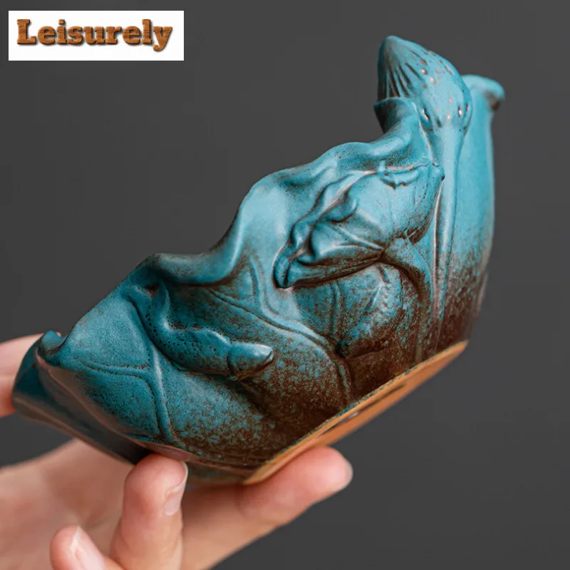 Retro Lotus Ceramic Incense Burner Zen Censer Burner Holder With Cover Small Plate Incense Stand Desktop Decoration Tea Ceremony