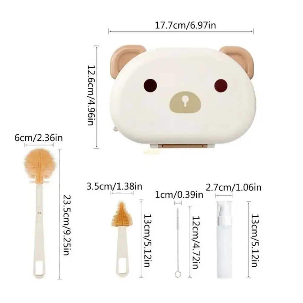 Portable Bottle Cleaning Brush Set Compact Nylon Sponge Milk Bottle Brush Kit Soft Bristles Long Handled Bottle Brush Set