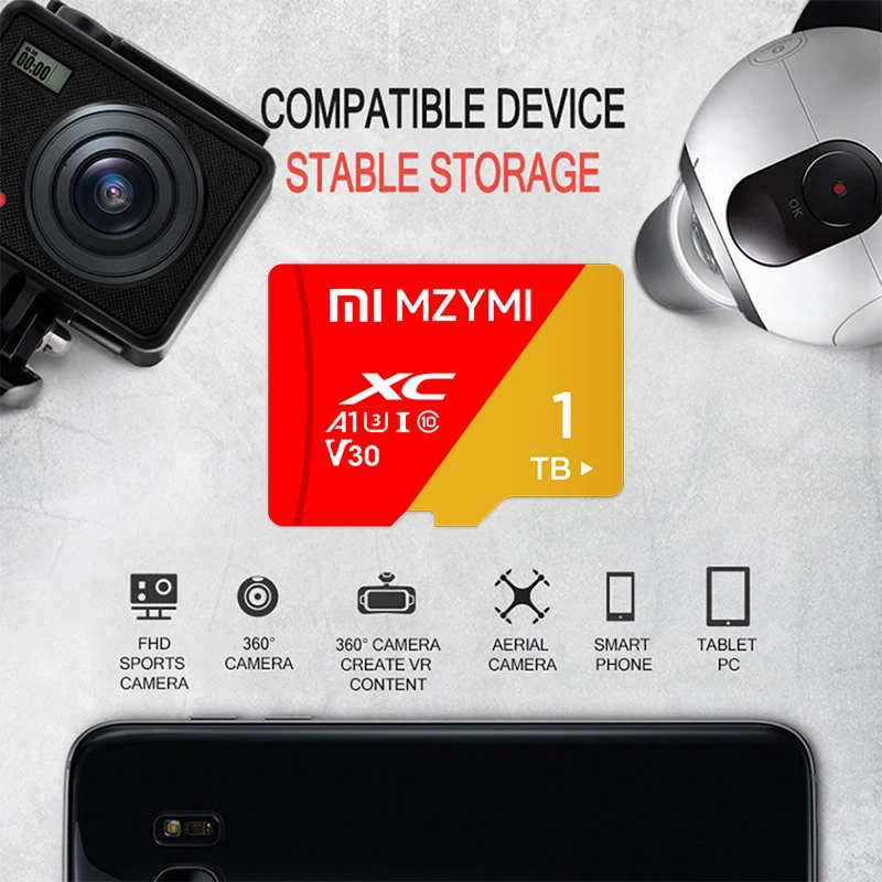 

Xiaomi Memory Card 1TB 2TB mzyMI Smart Card Mijia A1 V30 TF Card High Speed Class10 512GB 64GB For Camera/Phones/Tablets/Gam