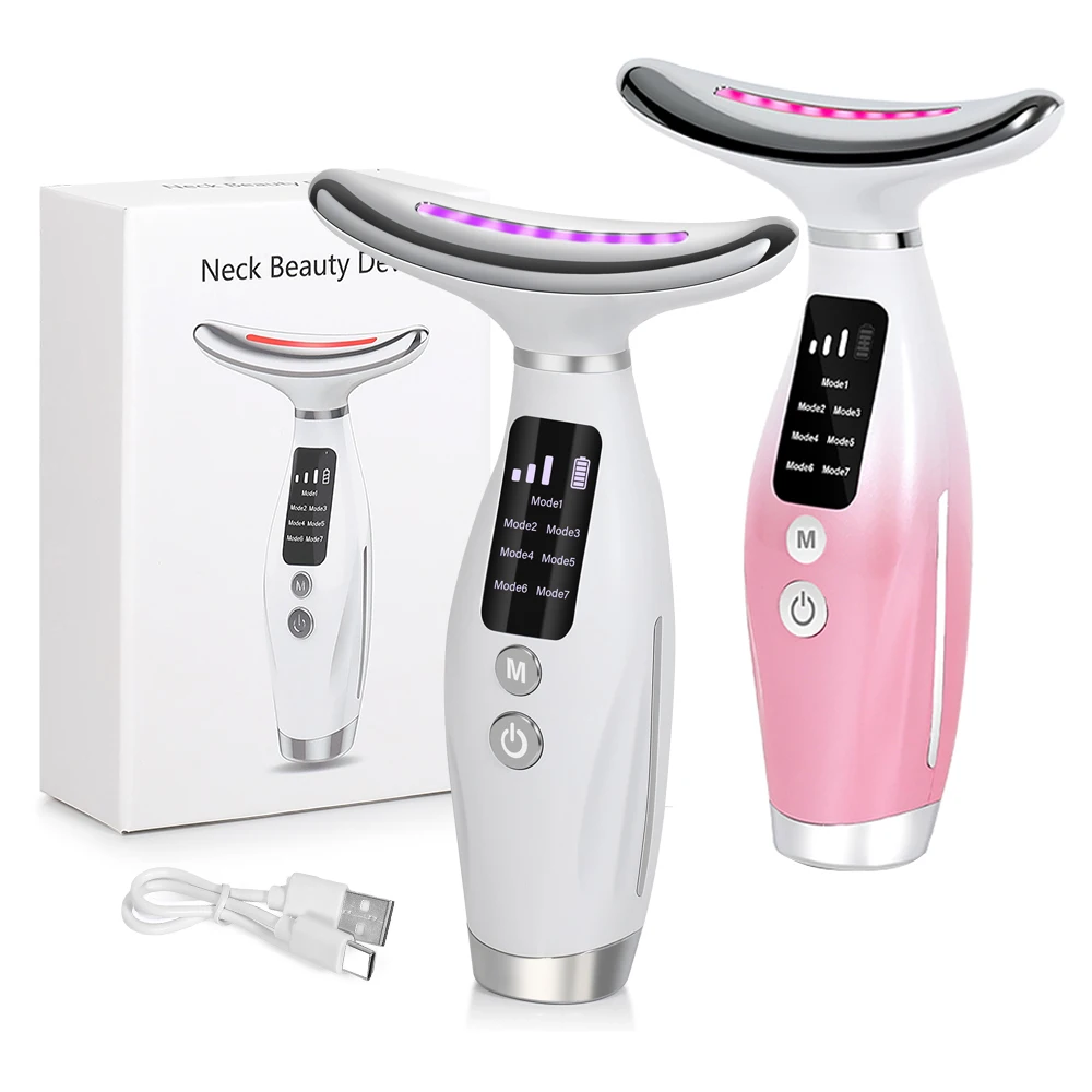 Portable Neck and Face Beauty Massager with LED Light Therapy