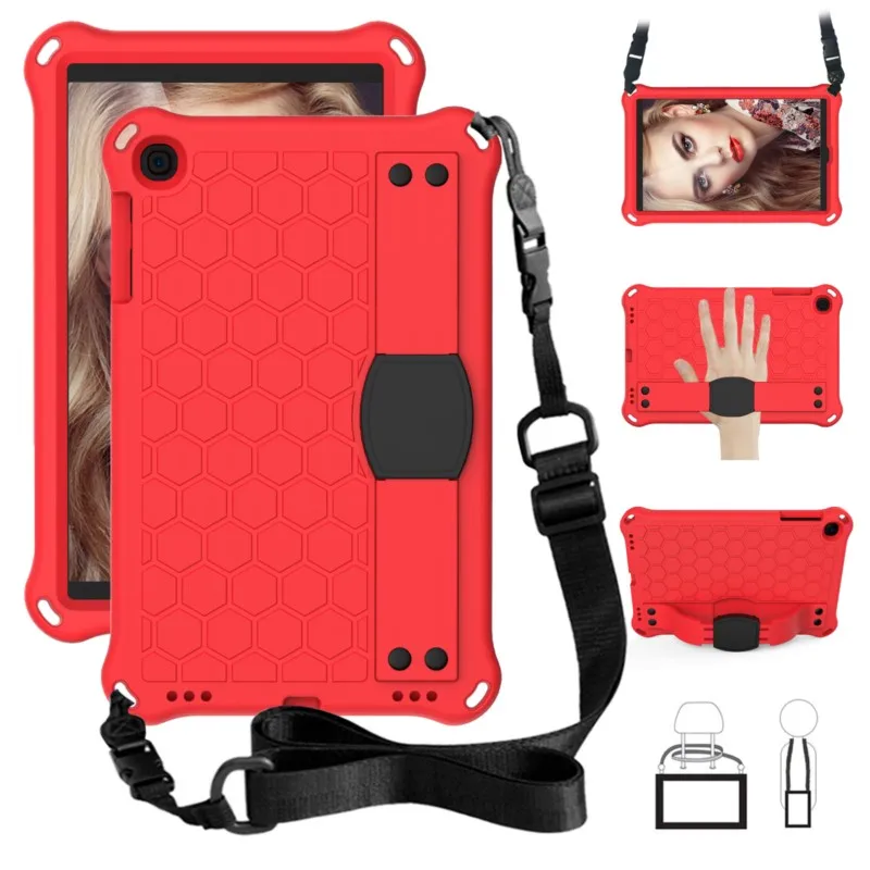 

2-IN-1 For Alcatel Joy Tab 2 2020 9032Z / 3T 8 2020 8" Tablet PC Handheld EVA Foam Shockproof Case Cover + Shouder Strap