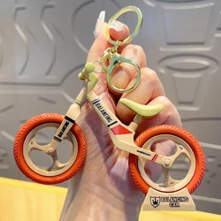6 Color 3D Acrylic Bicycle Keychain Cute Mini Bike Pendant Creative Keyring Car Simulation Trinket Bag Key Holder Accessory Gift
