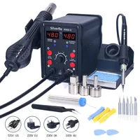 Silverflo 8586D Soldering Station 2 IN 1 Hot Air Gun Solder Station with 2 Digital display,10-Minute Sleep Mode for SMD Rework 1