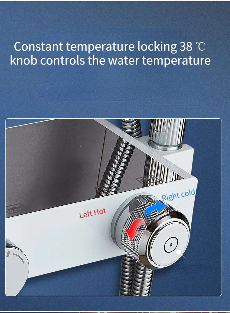 Description Picture 6 of itemConstant Temperature Shower System Stainless Steel Silver  Set Bathroom Faucet Knob Control  Supercharged