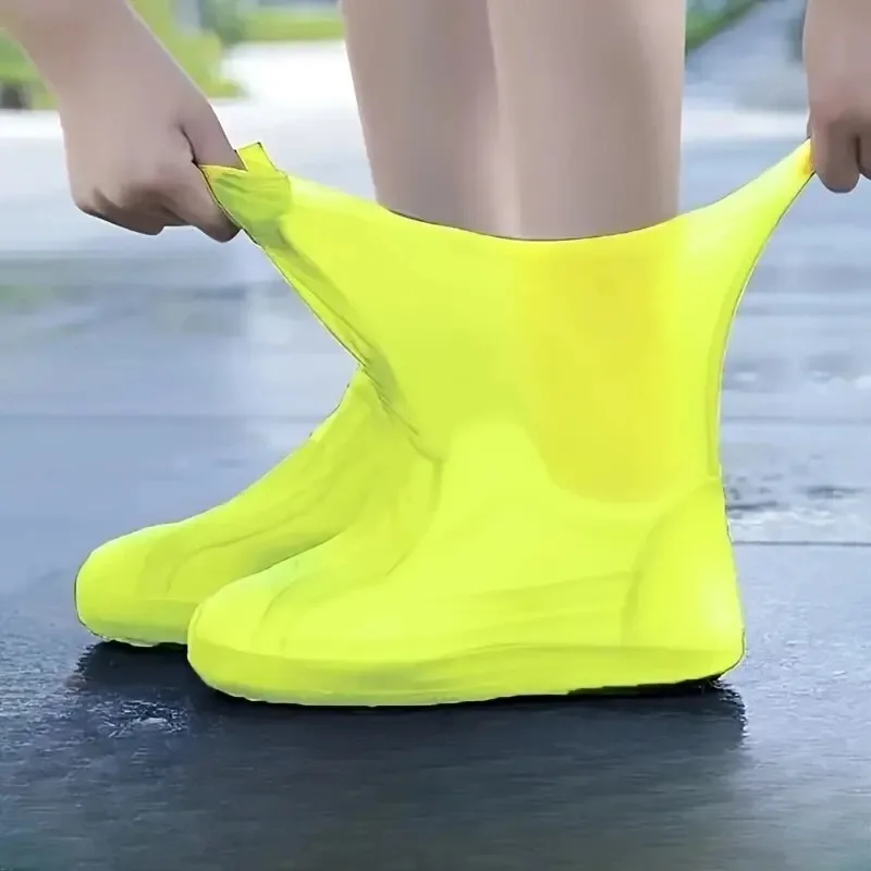 ตัวเลือกสินค้า 1คู่รองเท้าบู๊ท overshoes สำหรับการใช้งานกลางแจ้งรองเท้ากันน้ำซิลิโคนฝาครอบรองเท้าในวันฝนตกนำมาใช้ใหม่ได้ไม่ลื่นฝน