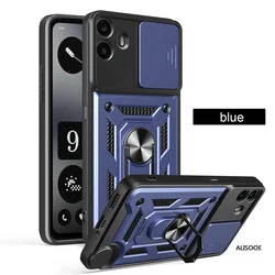 Armor Holder Shockproof Phone Case with Slide Camera Protection and Ring Stand for Nothing CMF Phone 2 Pro (Blue)