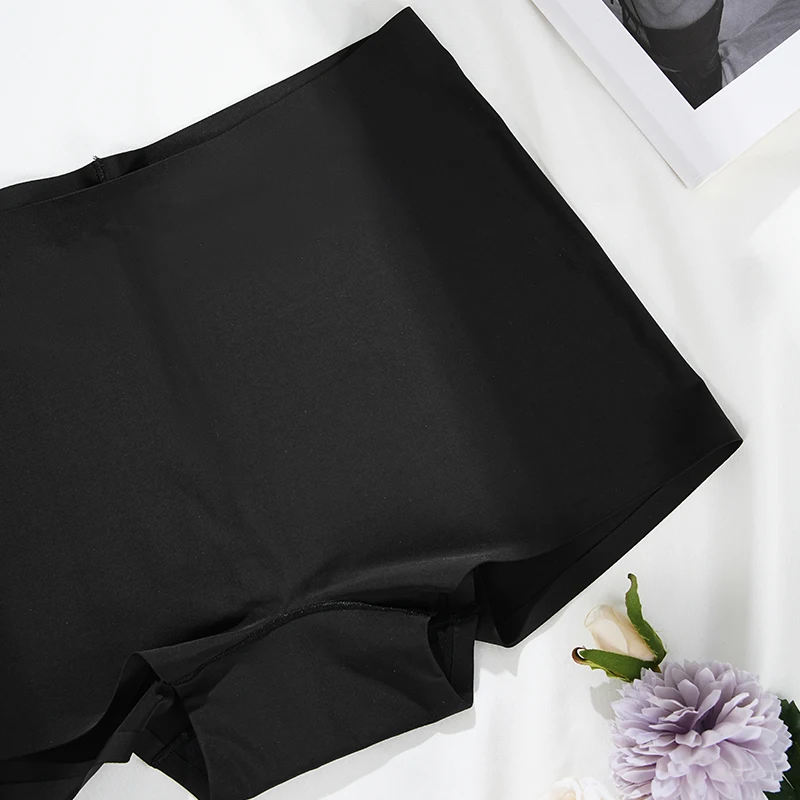 High Stretchy Lightweight Slip Biker Shorts Seamless No Rolling Up Silk Gym Yoga Boxers Legging Women's Shorts Panties