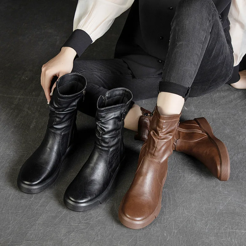 

Winter Shoes Boots Women Large Size dropshipping Non-slip Women's Snow Boots Genuine Leather Warm Women's Ankle Boots