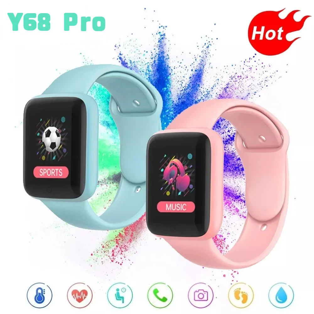 

For Xiaomi Macaron Y68 Smart Watch Colorful Fashion Fitness Bracelet Tracker Heart Rate Monitor Pressure Bluetooth Smartwatch