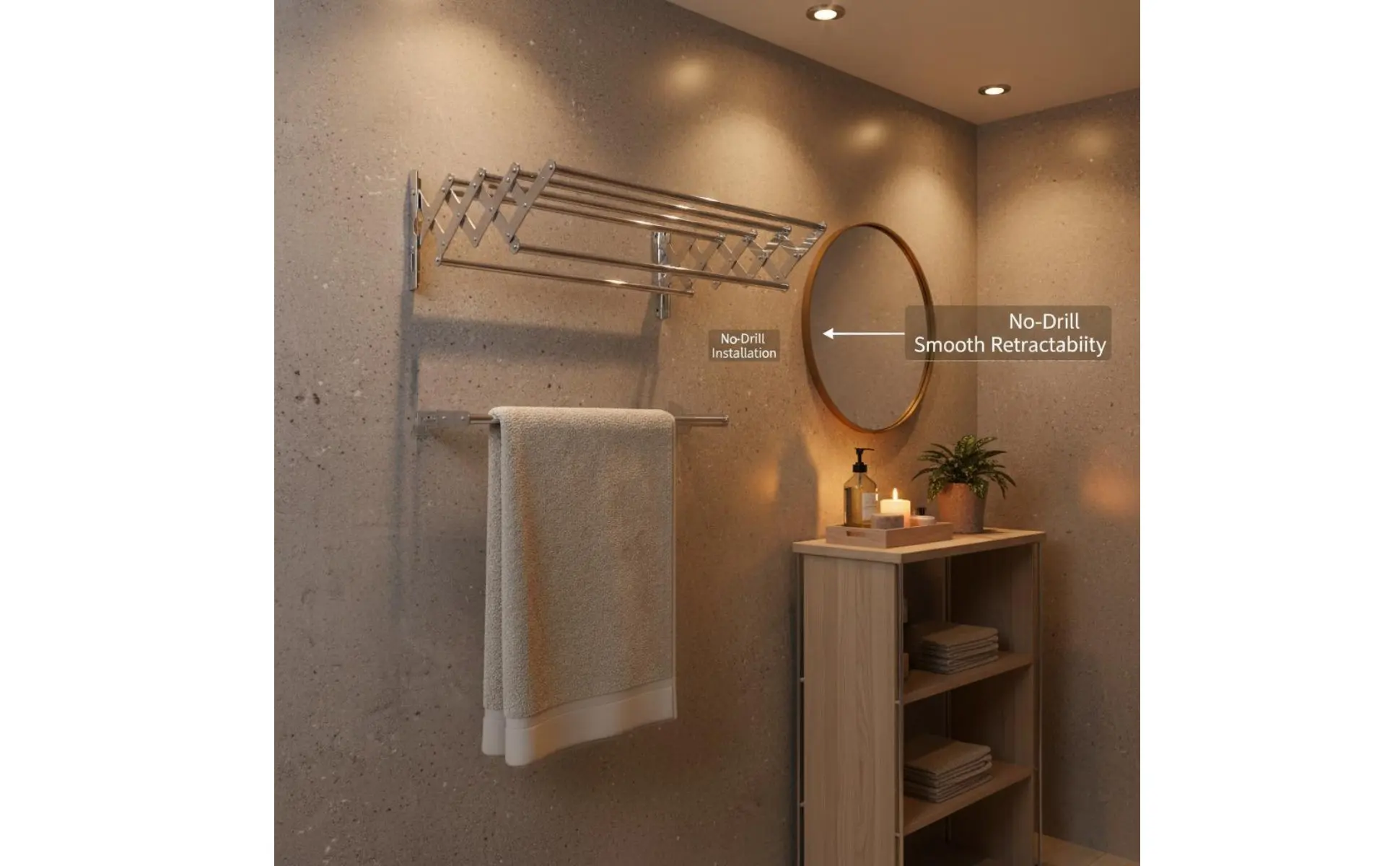 Retractable Towel Rack Multifunctional Stainless Steel Bathroom Rack Stainless Steel Towel Shelf Waterproof for Barbershop
