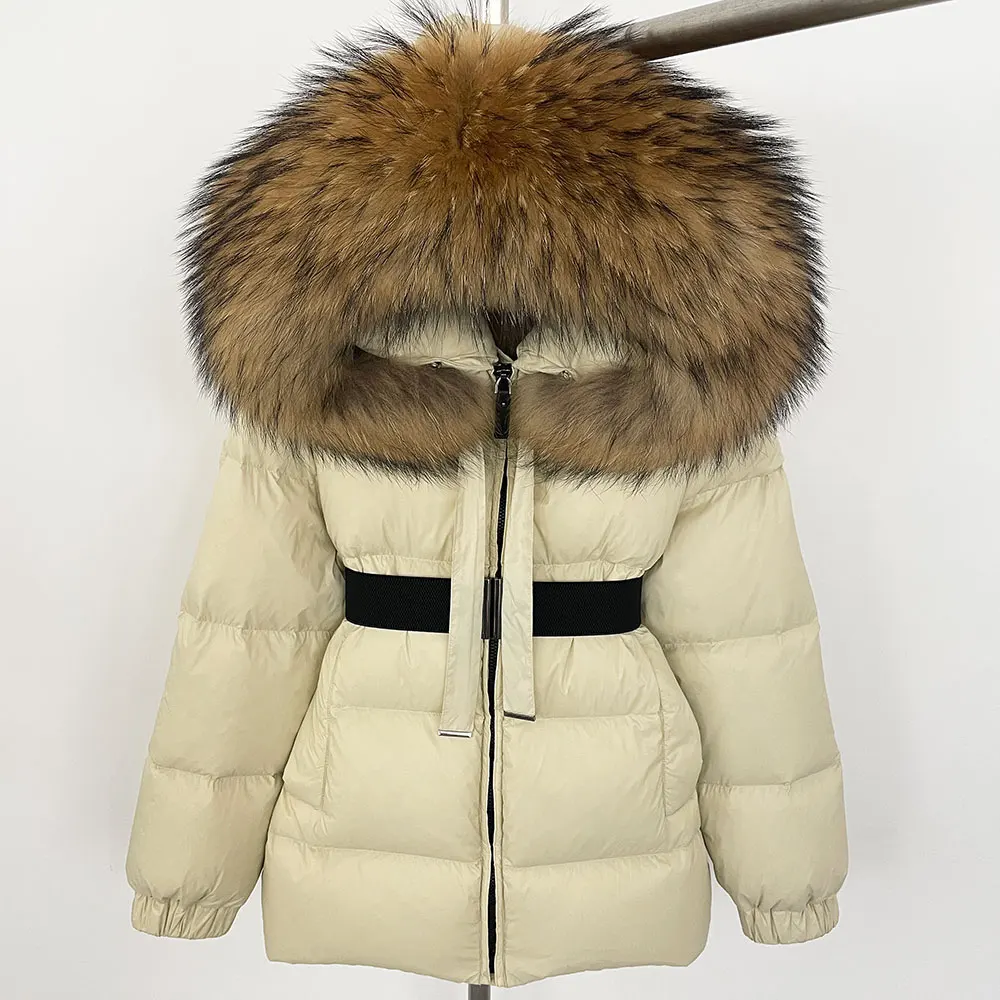 Parka à capuche imperméable en fourrure de renard pour femme