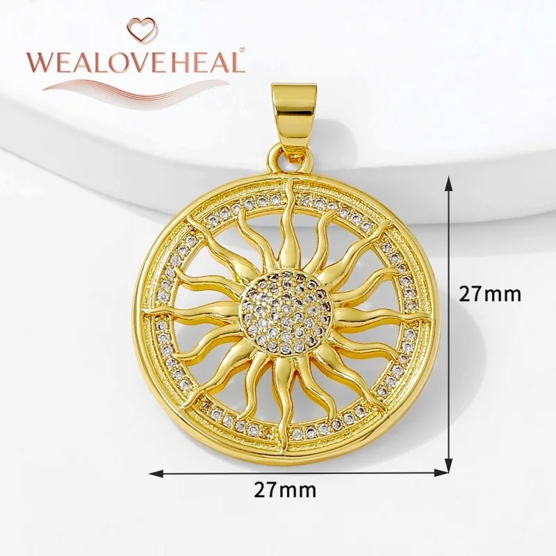 18K vergoldetes Messing Metall Zirkonia Sonne / Kreuz / Hufeisen / Chilischote / Flügel Anhänger Charms zur Schmuckherstellung – Detail 30