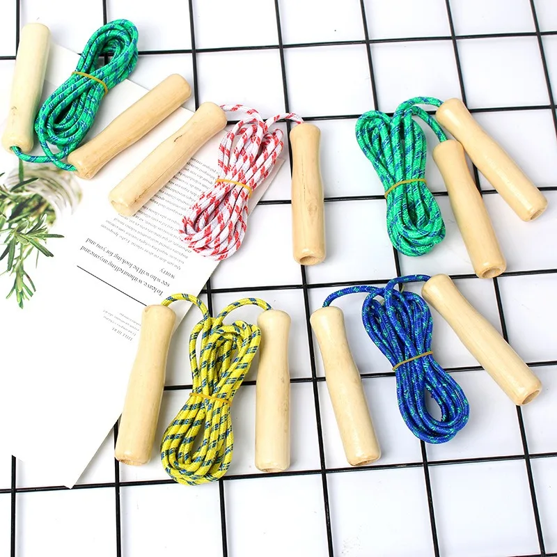 Wooden Handle Skipping Rope for Students Fitness Training Sport Game jump rope 5 Pcs