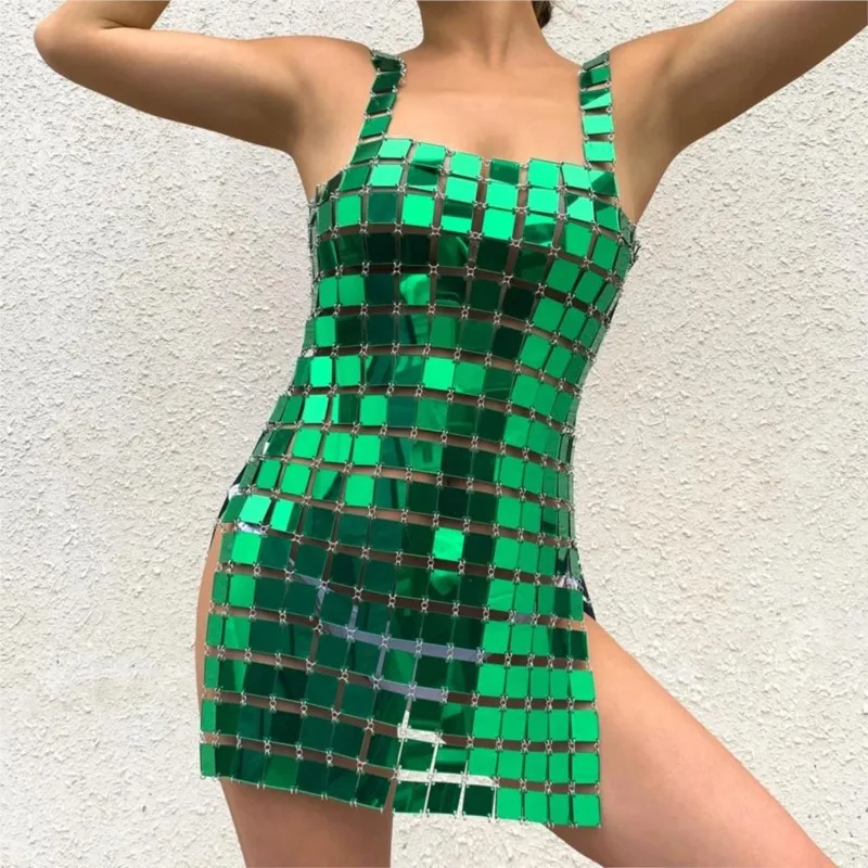 

Handmade Acrylic Green Sequins Dress Body Chain For Women