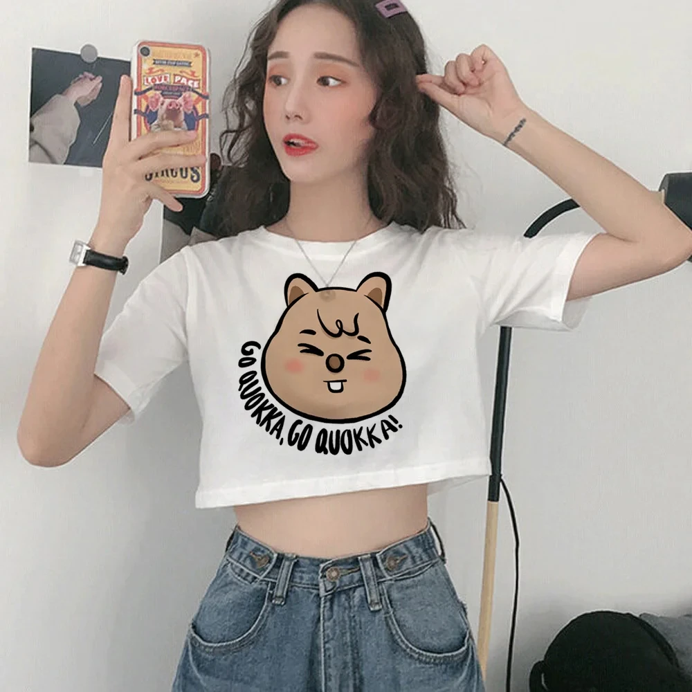 

quokka goth fairycore cyber y2k crop top Woman korean fashion 90s aesthetic hippie crop top t-shirts summer shirt traf