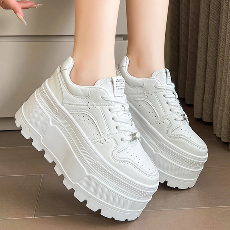 Women Sneakers 8 CM Platform Casual Outdoor Skateboard Lace Up Running Sports Shoes 39