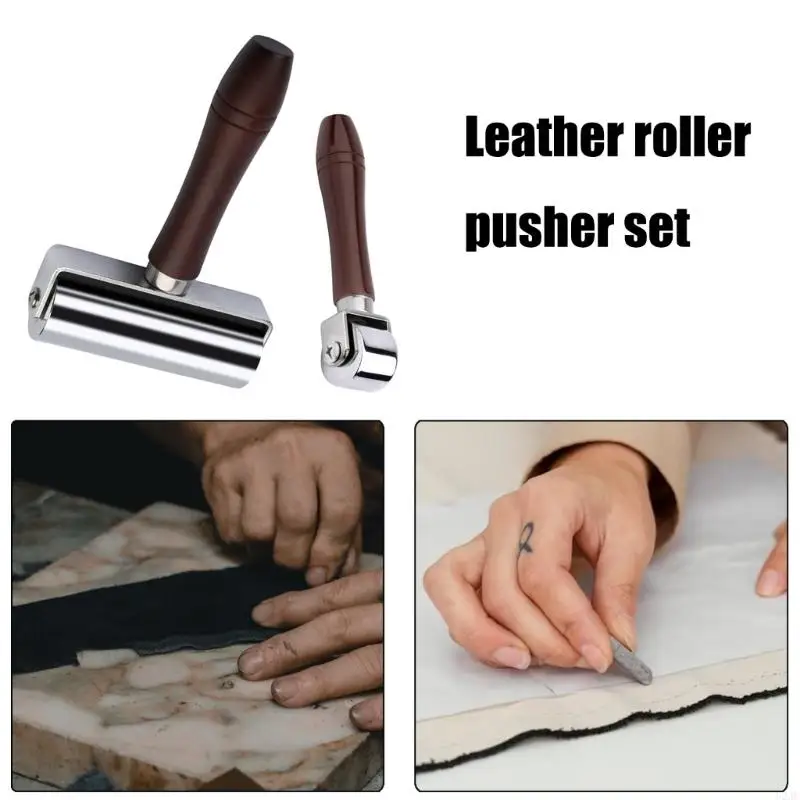 U2JC 26mm 100mm Leather Press Edging Roller, Wood Handle Leather Glues Laminating Roller, Press Edges Roller Tool