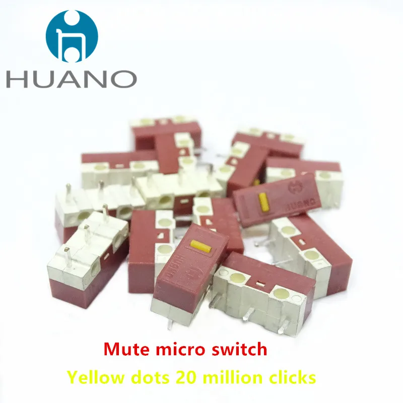 

10Pcs New Product HUANO Silent Micro Switch White 10 Million Yellow 20 Millions Click Lifetime Computer Mouse Mute Micro Switche