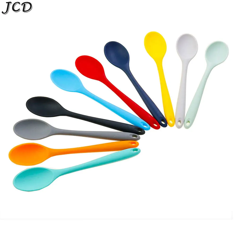 Silicone Spoon Long Handle Kids Mixing Soup Non-stick Stirring Serving Scoop Cooking Utensils Ladle Kitchen Accessories