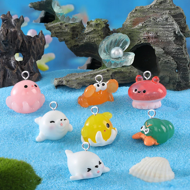 平らな動物の形をしたかわいいクジラ,10個,ジュエリー作り,樹脂製の