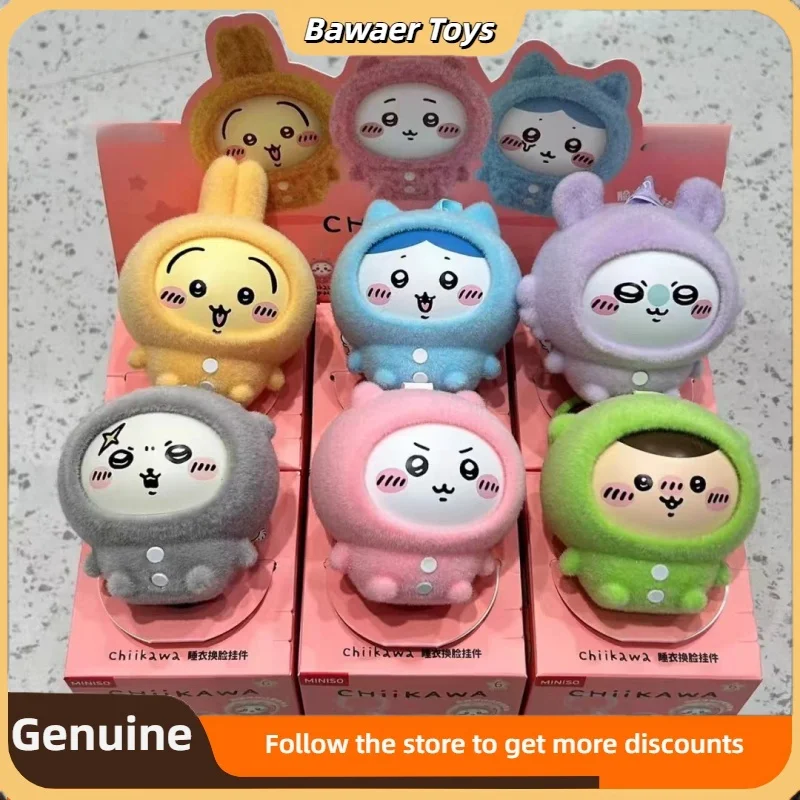 Genuine Chiikawa Pajama Face-Changing Expression Pendant Vinyl Blind Box Cute Doll Backpack Key Decorative Pendant Gift