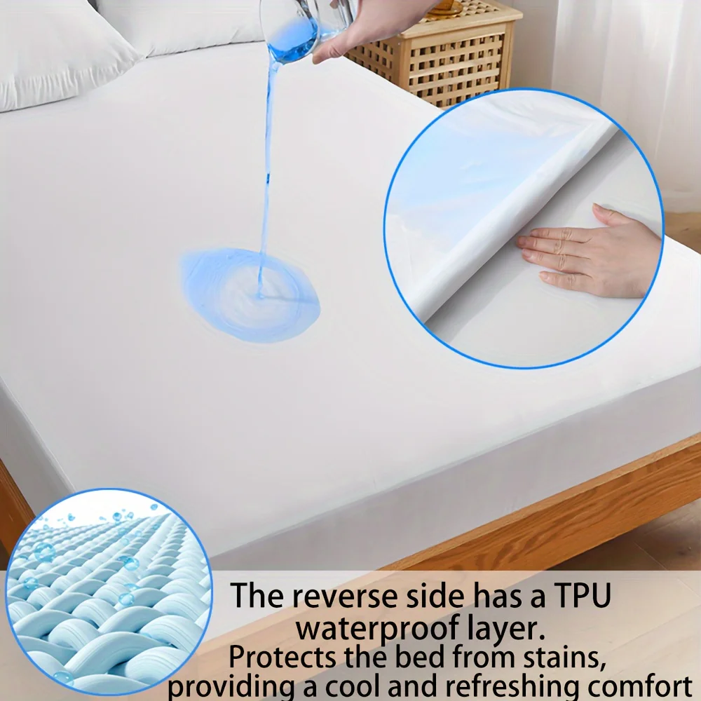 1pc Cooling Fitted Sheet made of 100% Cooling Nylon, Waterproof Bed Sheet Breathable Mattress Cover for Hot Sleepers in Summer 5