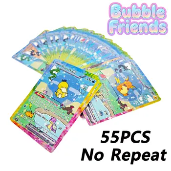 Shiny 55Pcs Cute DIY Card Proxy Pokemon My bubble friends Holographic Anime Version Classical Collection Cards Eevee Charizard 1