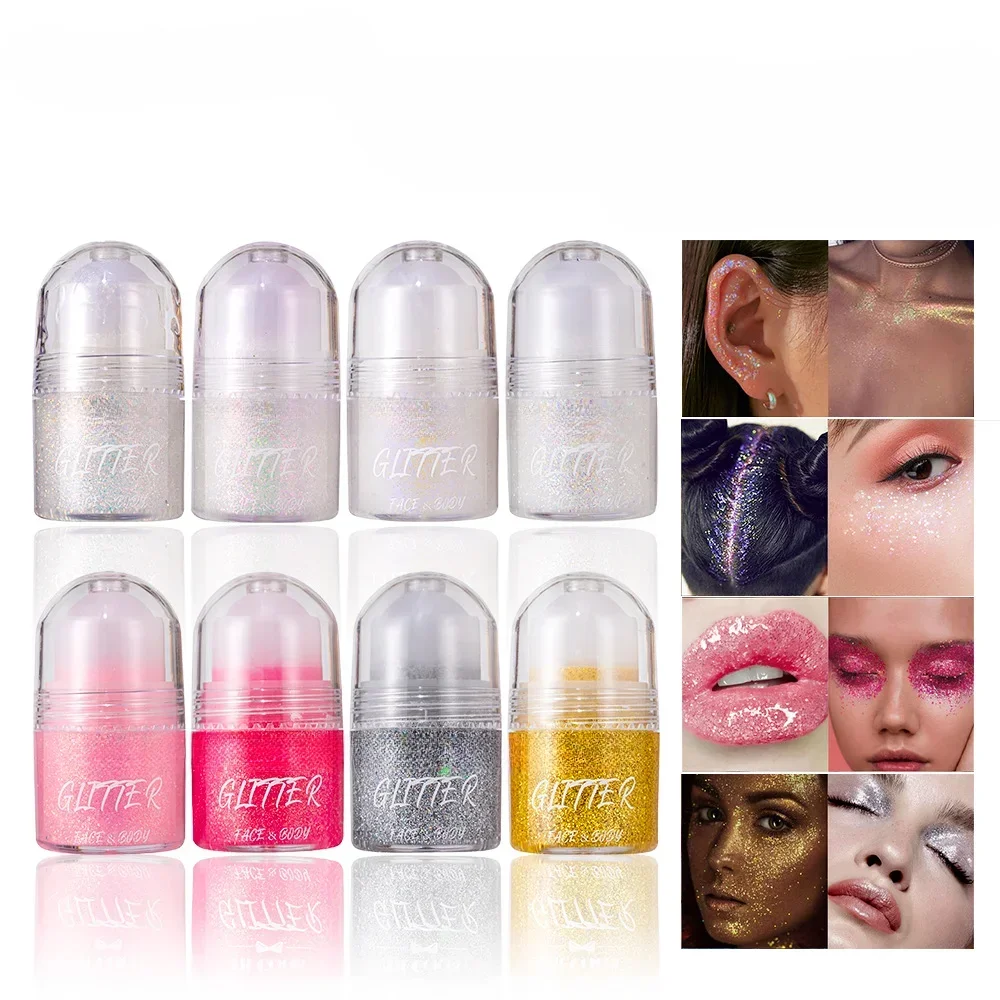 Rolling Sequins Glitter Gel Face Body Painting Shine Liquid Green White Pearl Gloss Eye Shadow Brighten Stage Makeup Decoration 3
