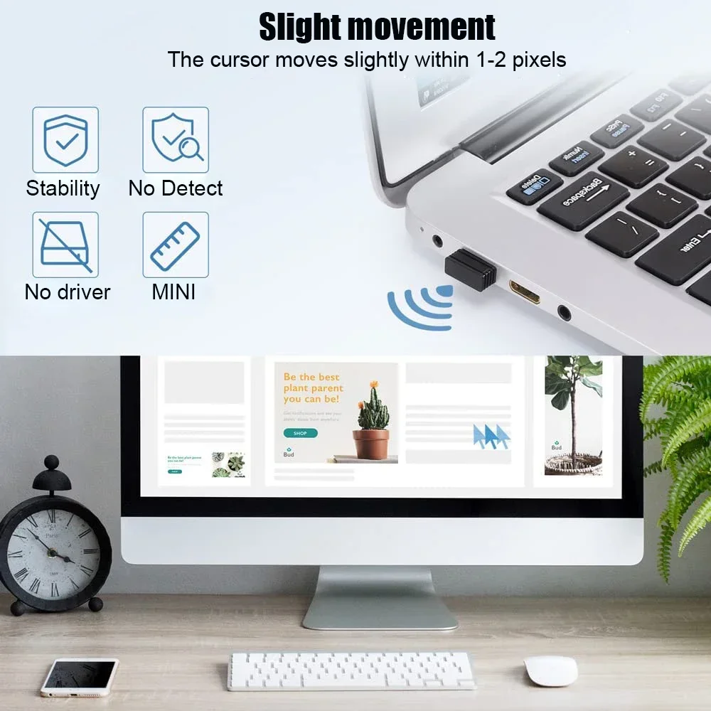 USB Port Shaker Wiggler Awake Mouse Wireless Mouse Jigglers Mover Undetectable Automatic for Laptop PC