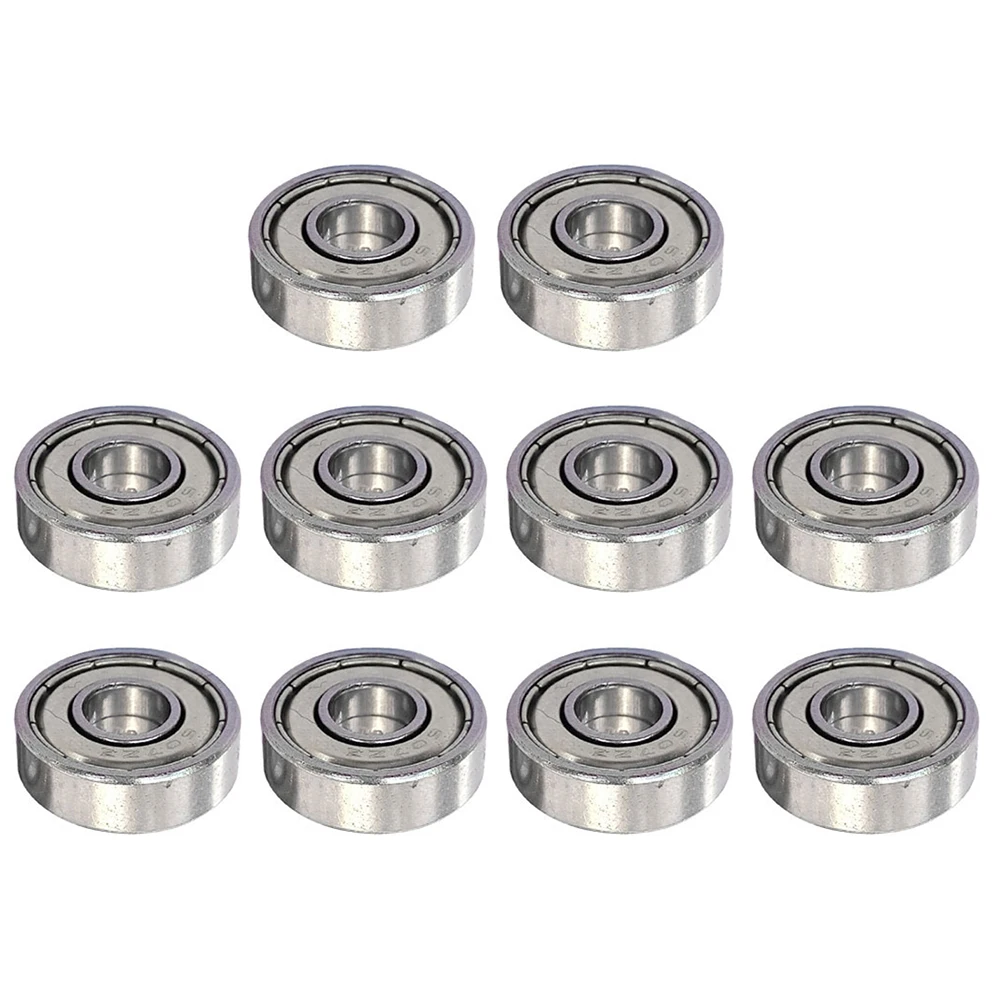 10pcs Ball Bearings Heavy Load 607ZZ Metal Sealed Miniature Bearing 7x19x6mm Carbon Steel Wear Resistant for Skateboard Scooter