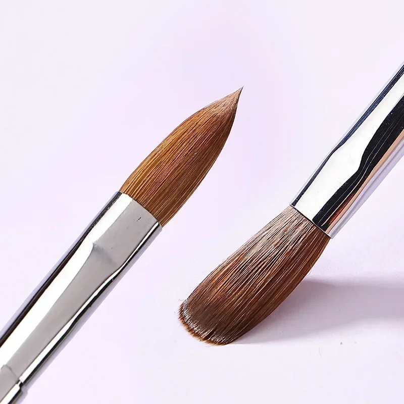 TIANMI 100% Pure Kolinsky Nail Brush Silver UV Gel Polish Nail Art Extension Builder Manicure Nail Pen Painting Drawing Brushes 6