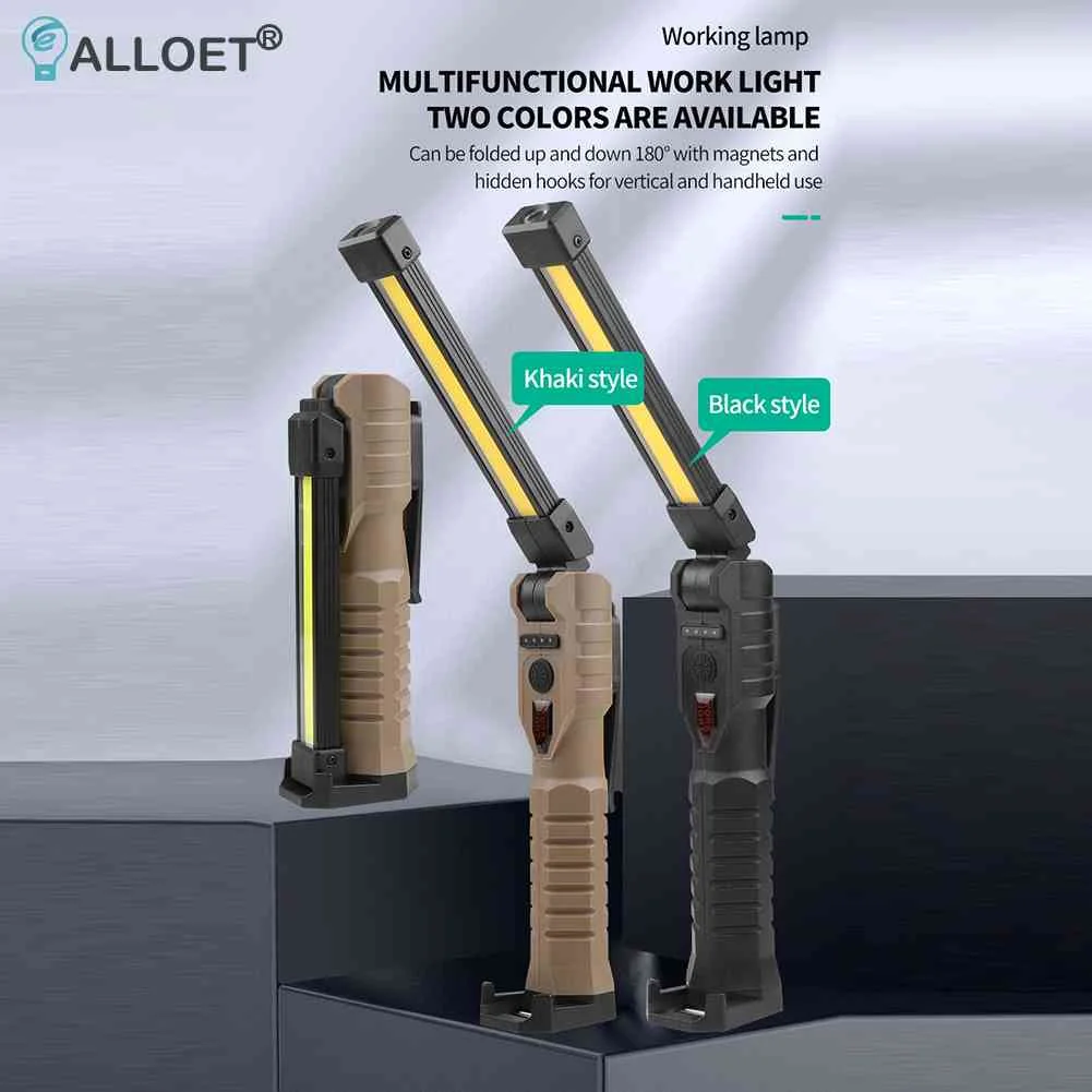 Led Flashlight Led Work Light Work Light Handheld Flashlight 400 Lumens Type-C USB Rechargeable for Outdoor Car Repair Managetic Work Light with Power Capacity Indicator