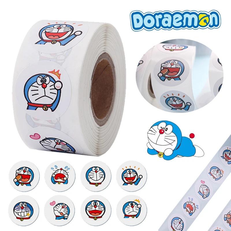 

1 дюйм. Наклейки Doraemon, 500 шт./рулон, наклейка, мультяшная бумажная лента, упаковка для торта, «сделай сам», герметичная этикетка, украшение для выпечки
