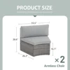 Half moon shaped courtyard outdoor sofa, 2-piece hair vine segmented set, with gray cushion 3