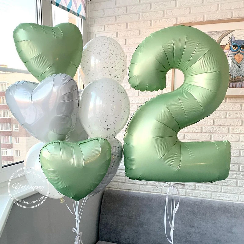 

40inch Olive Green Number Balloon Aluminum Film Matte Cream Balloon Birthday Party Adult Kid Baby Shower Wedding Decoration