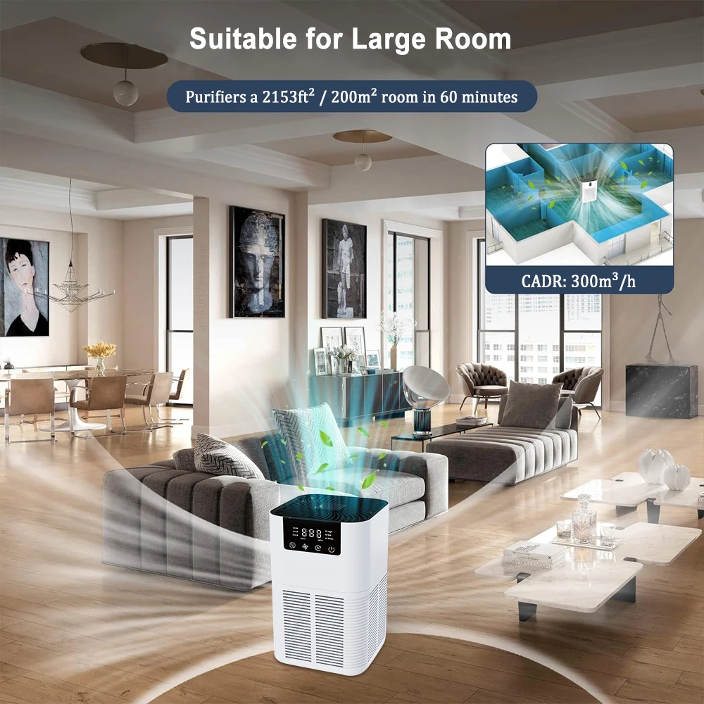 Air Purifier Smoke Odor Negative Ion Generator with Aromatherapy Air Cleaner for Household HEPA Filter Efficient Purifying Air 6
