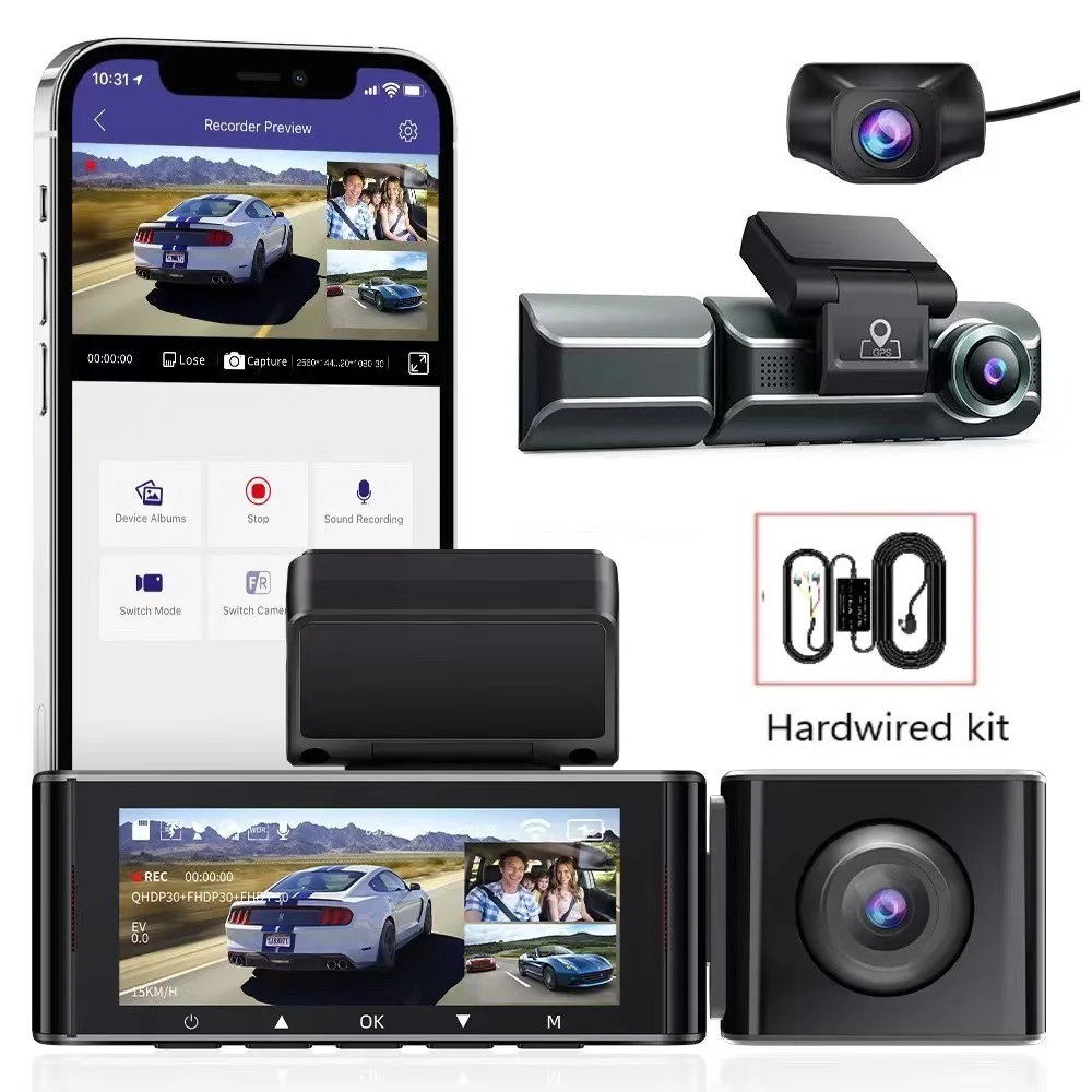AZDOMEM5503ChannelDashCamFrontInsideRearThreeWayCarCamera