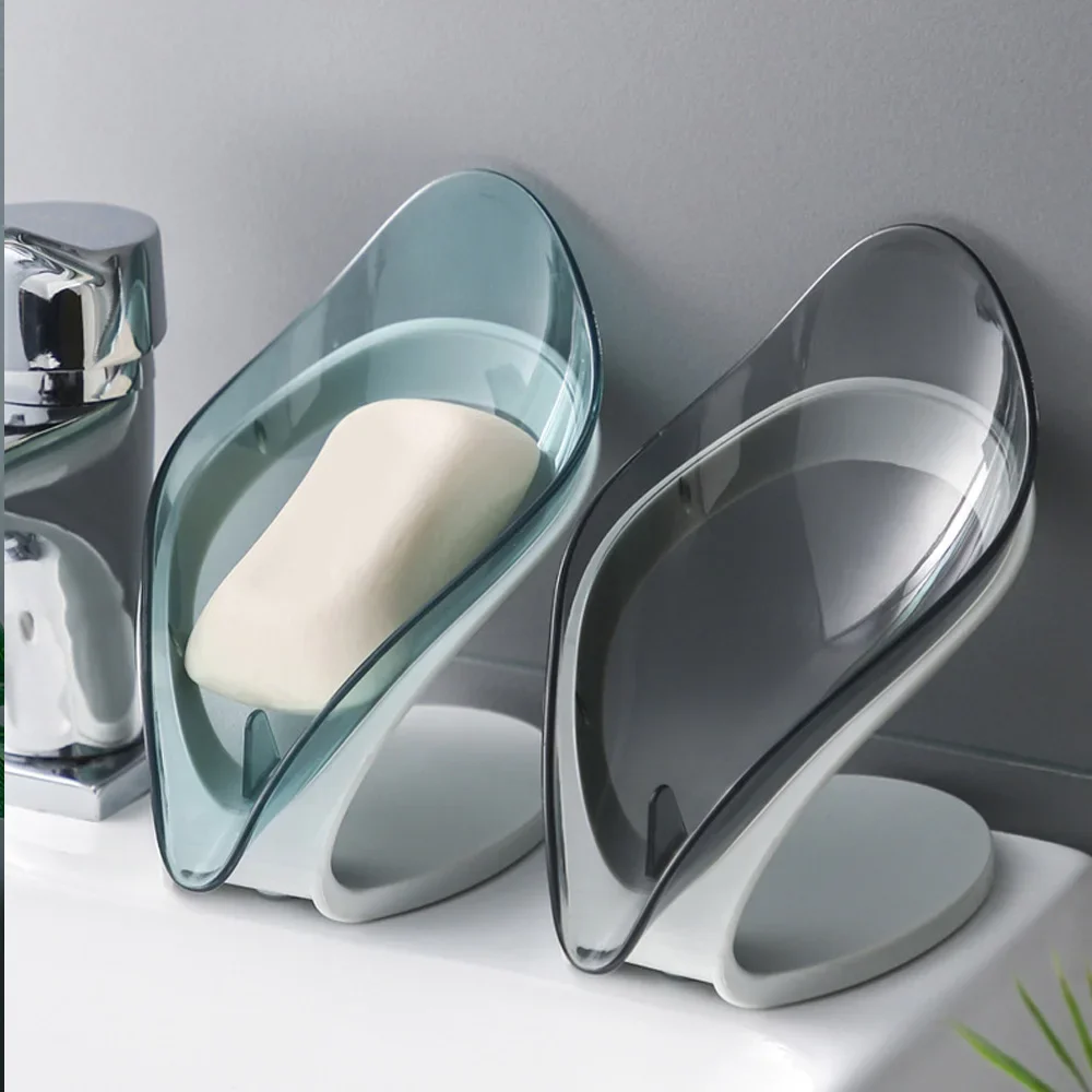 

Soap Holder Tray Bathroom Leaf Shape Soap Box Dish Storage Plate Toilet Shower Non-slip Drain Soap Holder Case Bathroom Gadgets