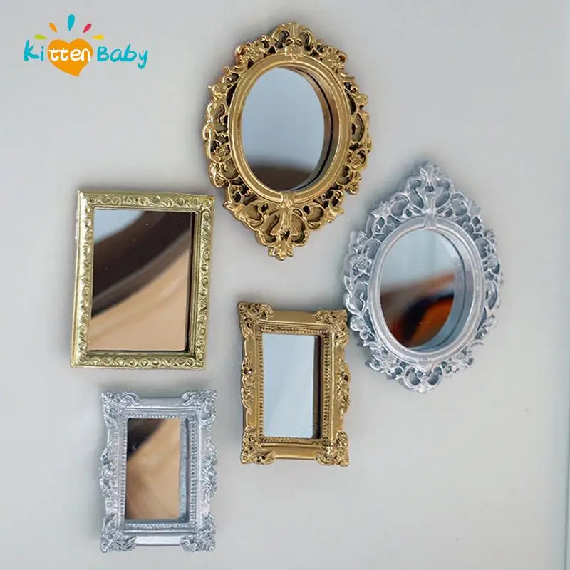 1/12 Dollhouse Miniature Frame Accessories Furniture Miniature Mirror Wall Room Mirror Doll House Mirror 2