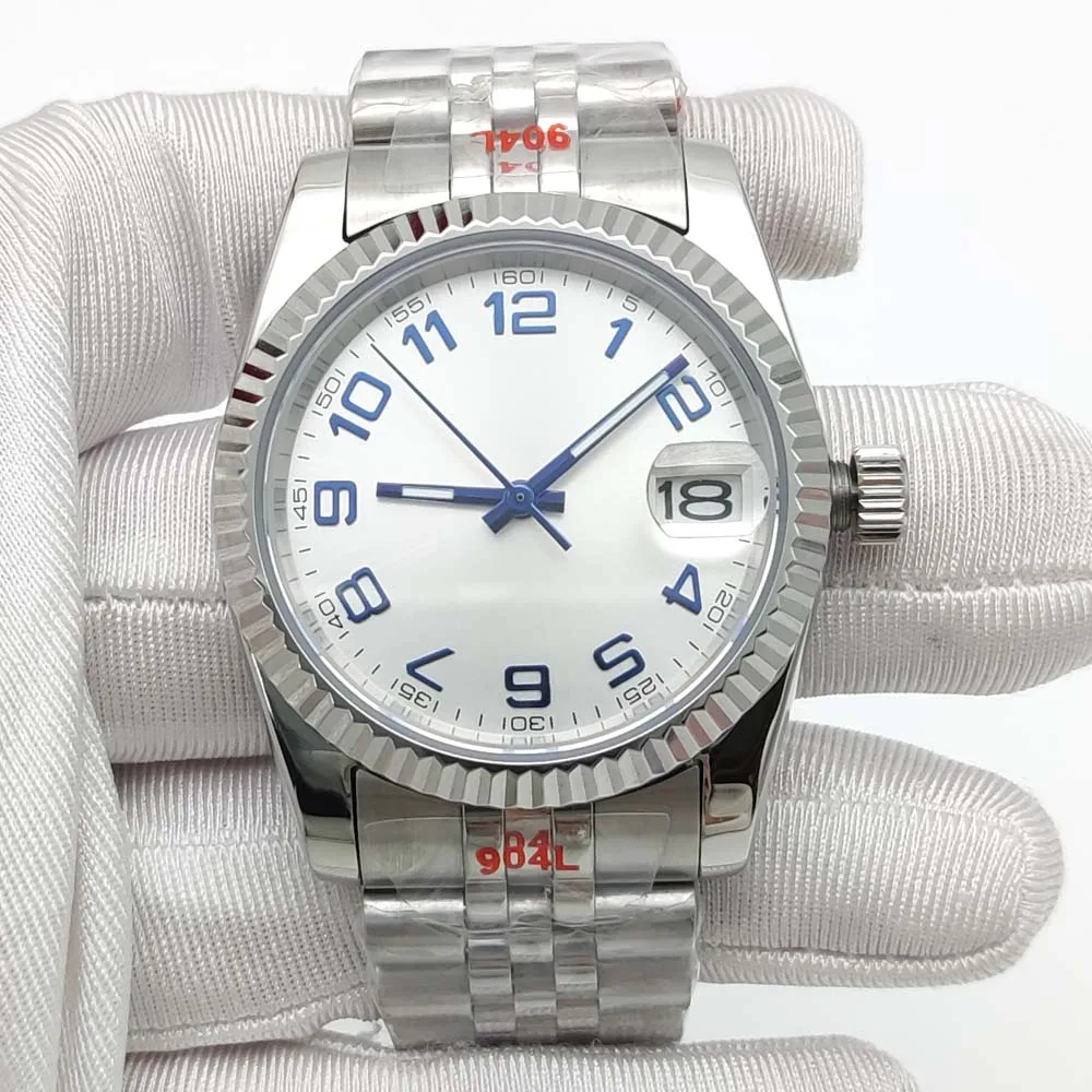 Men's Automatic Mechanical Watch, 36mm Case, Sapphire Glass, Water Resistant, Transparent Case Back, Stylish Watch