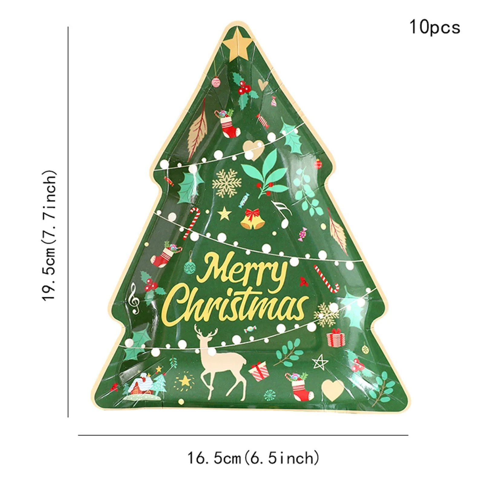 Christmas Table Decorations Christmas Disposable Tree Paper Plate Rectangular For Merry Party Supplies
