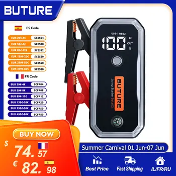 BUTURE 5000A Jump Starter 160W DC Carica rapida 26800 mAh Power Bank per auto portatile per dispositivo di avviamento booster di emergenza