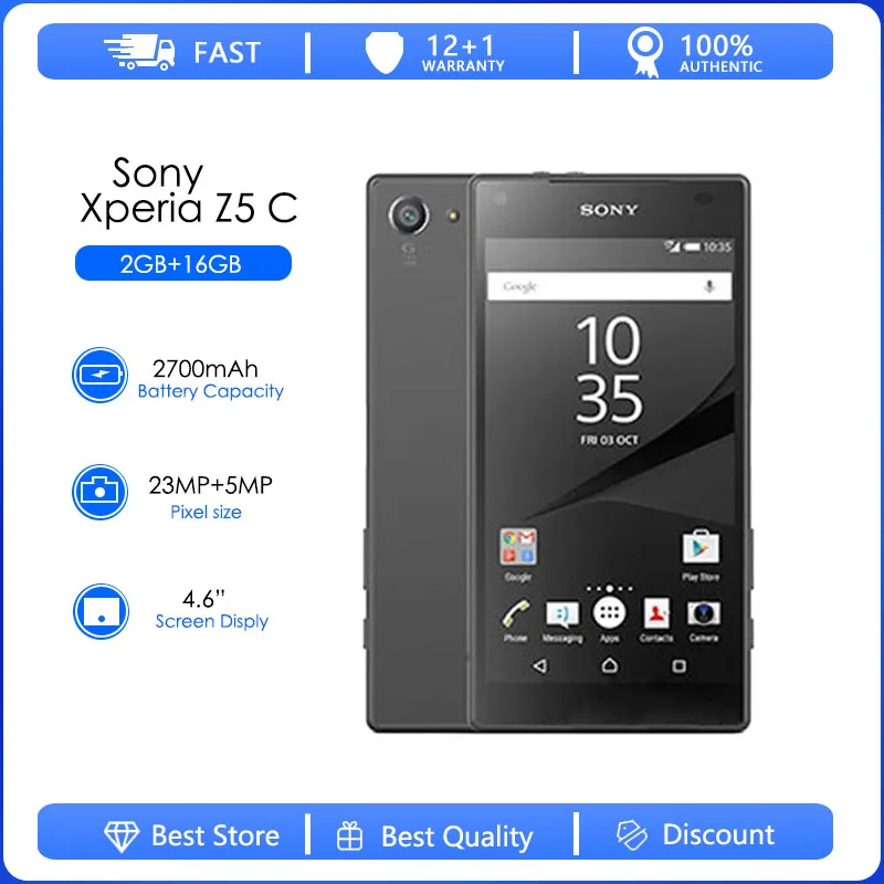 

Sony Xperia Z5 Compact E5823 Восстановленный Оригинальный разблокированный сотовый телефон 2 Гб ОЗУ 32 Гб ПЗУ Android четырехъядерный 23 МП 2160p смартфон