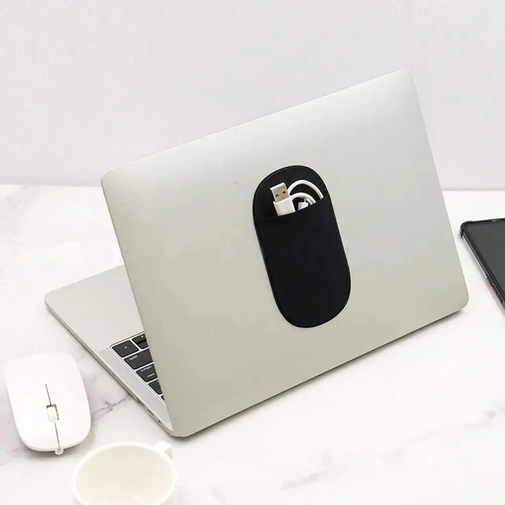 Mouse Storage Bag Adhesive Stick On Mouse Holder Wireless Storage Pouch Sundries Bags Compatible With Laptop Convient